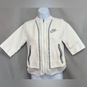 Nike Tech Fleece Splatter Crop Zip Women's Jacket‎ White-Grey RN# 56323 Sz XS